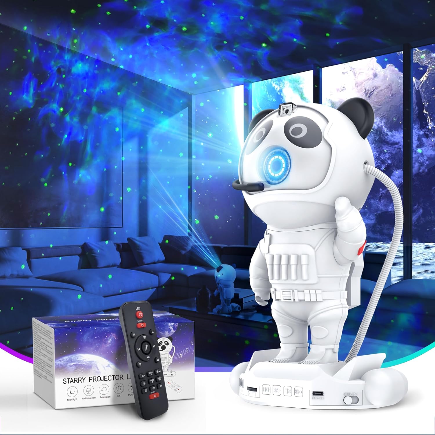 Astronauta Cielo Stellato Galassia Proiettore,Spaceman Galaxy Star Projector Lampada Notturna Con Timer,Telecomando,Proiettore Stelle Soffitto Luce Per Camera Da Letto,Regalo Per Bambini E Adulti - Foto 2
