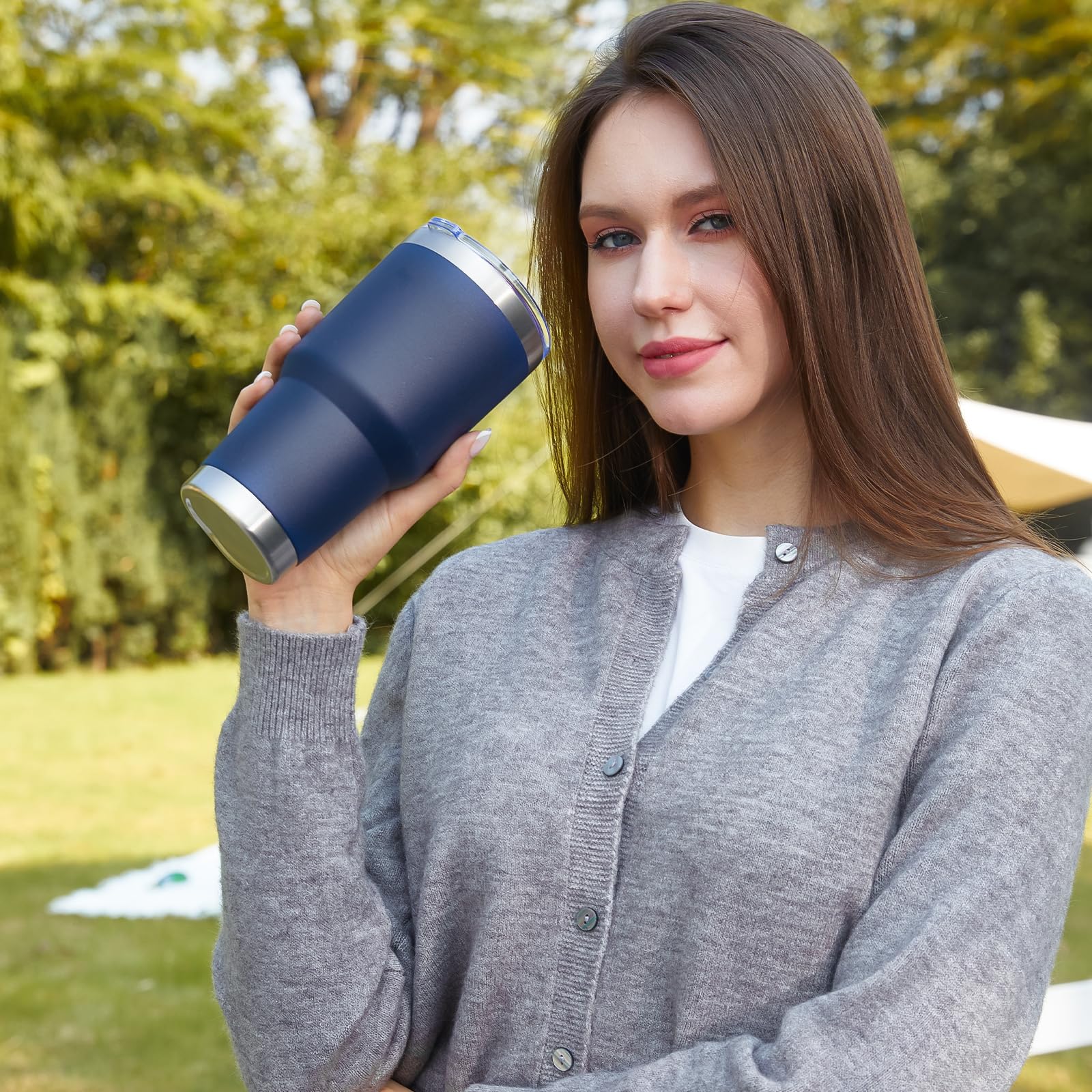 Tasse De Voyage Double Paroi, Travel Mug Réutilisable Avec Couvercle