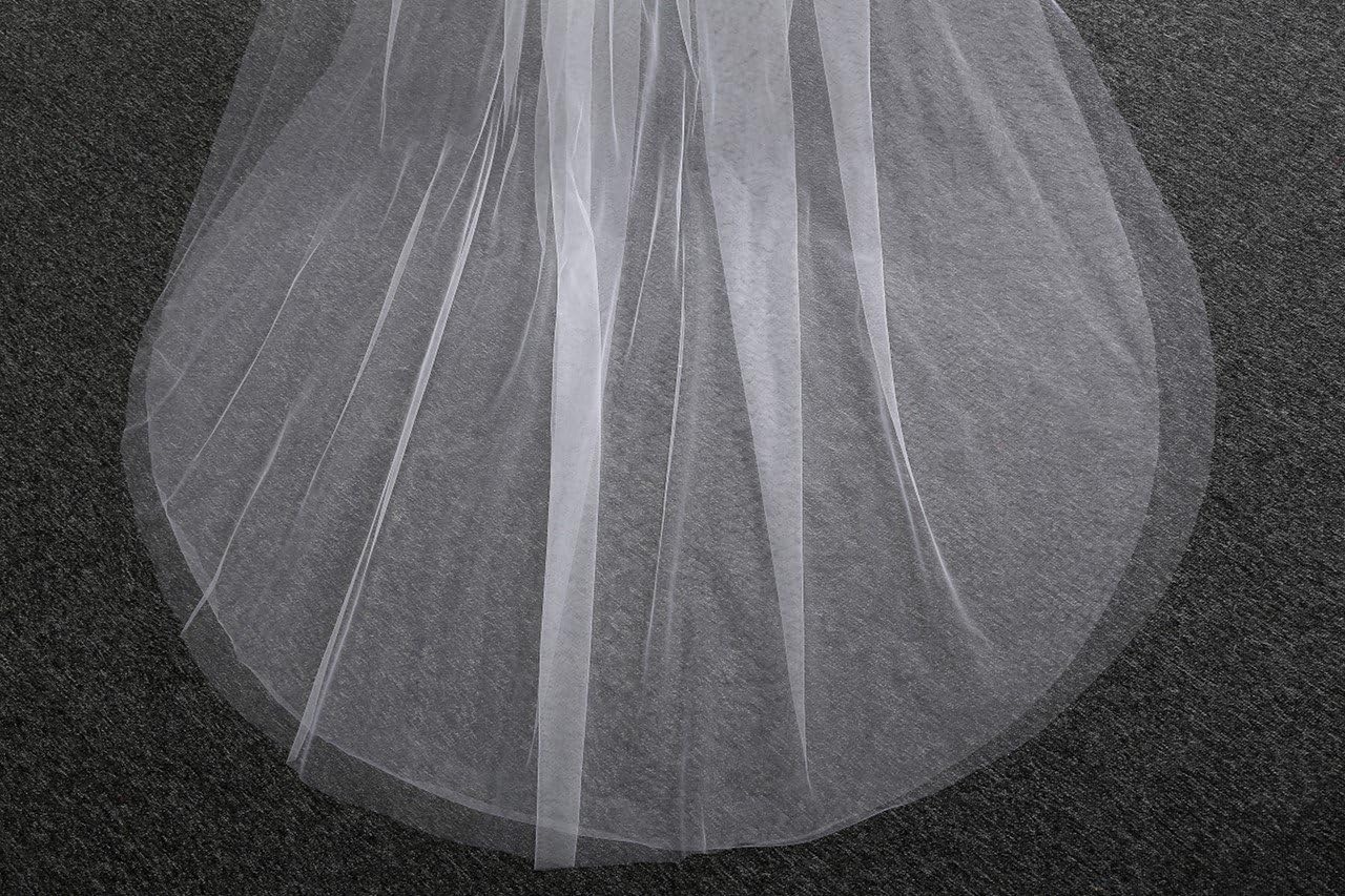 EllieHouse Women's 2 Tier Chapel Simple Wedding Bridal Veil With Metal Comb HL06