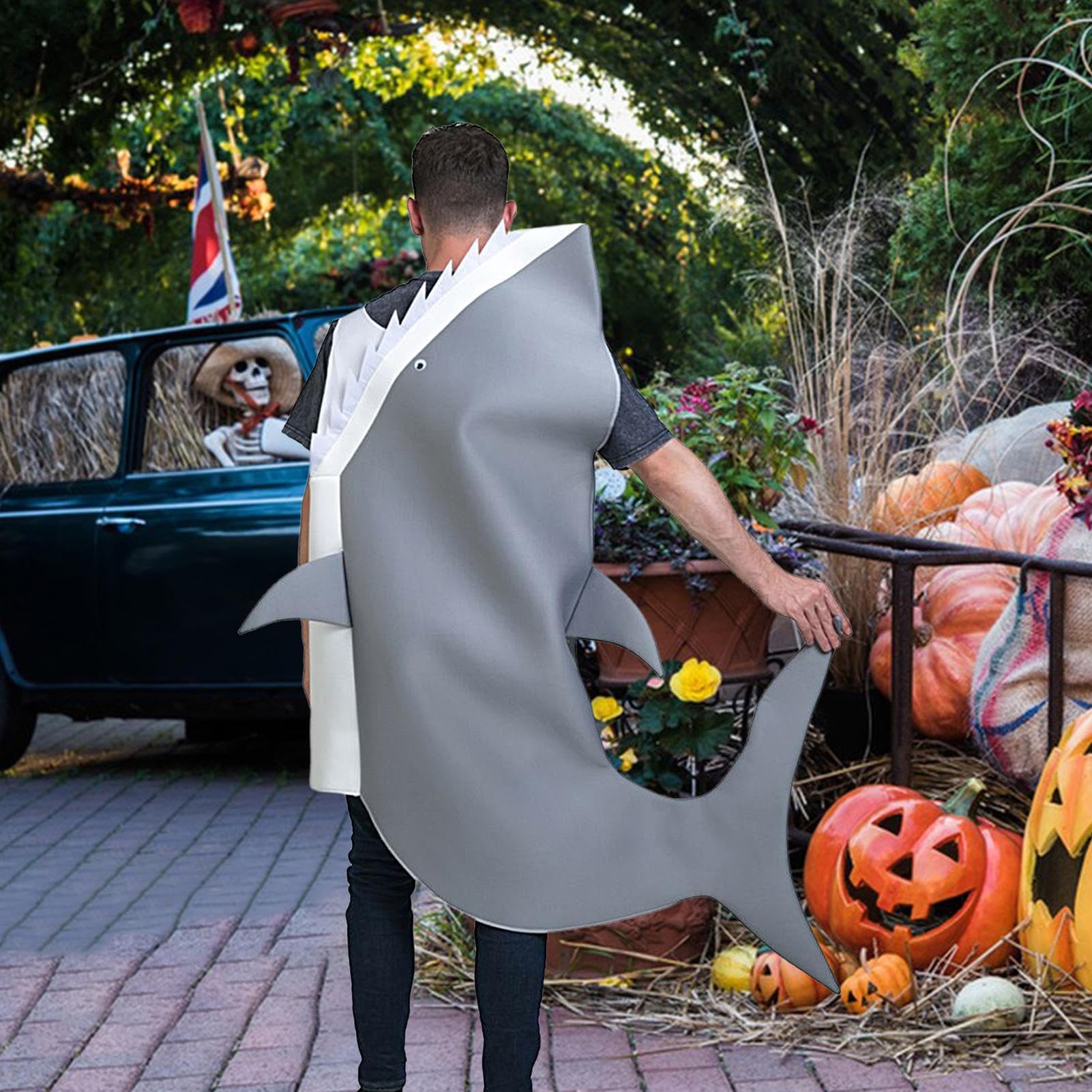 Strój Rekina Śmieszny Strój Na Halloween I Cosplay | Szalone Przebieranki Regulowane Akcesoria Na Urodziny Zabawę