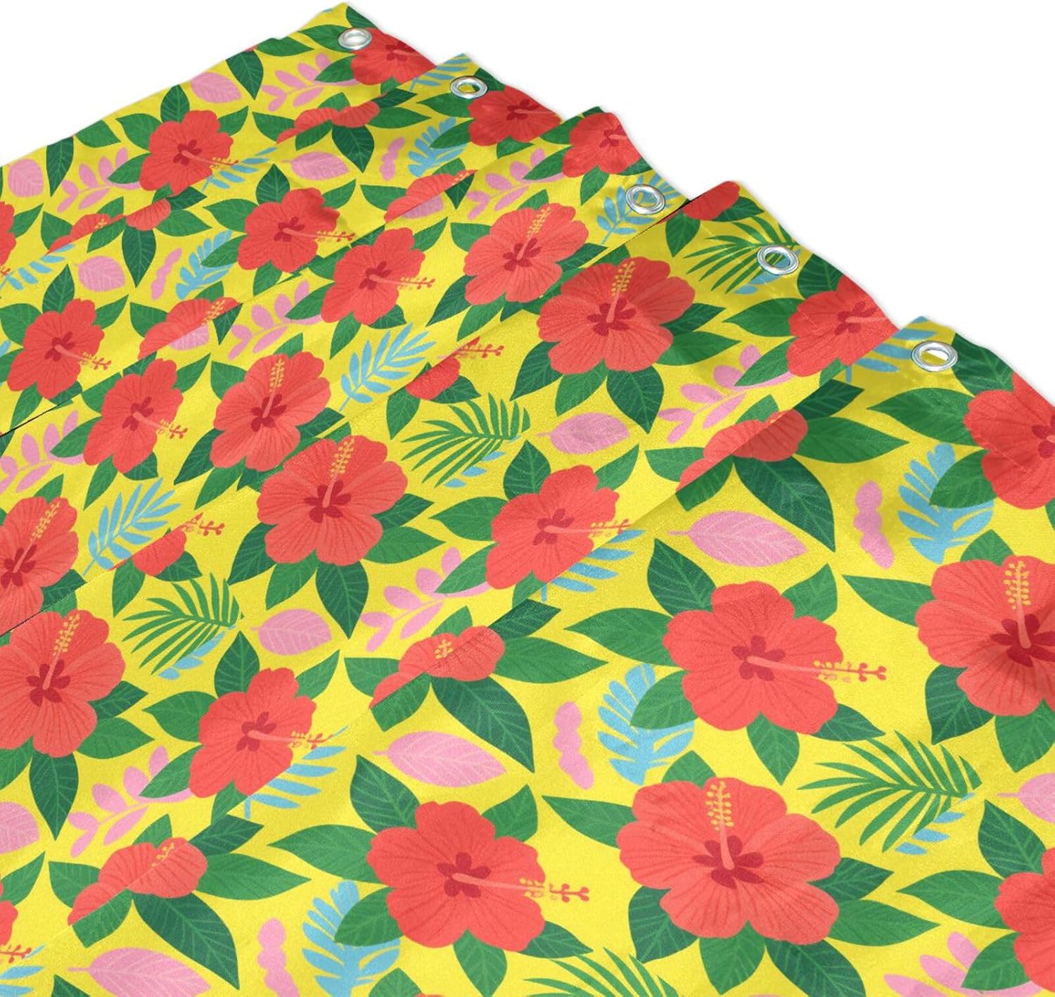 66x72 Inch Waterproof Material Tub Curtains for Bathroom with Hook Red Tropical Flowers Polyester Washable Fabric Chic Shower Curtain Liner for Farmhouse Bath