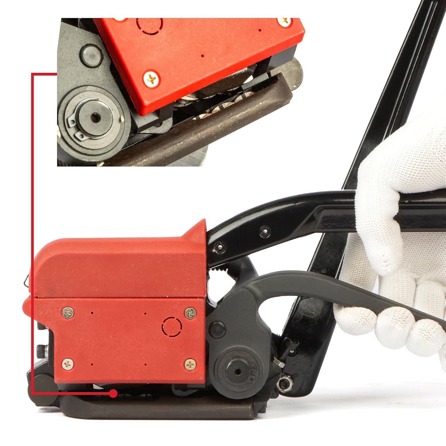 U.S. Solid Sealless Steel Strapping Tool, 3-in-1 Manual Metal Banding Machine (Tensioner, Sealer, Cutter) for 1/2", 5/8", 3/4" Width Steel Straps, Buckle-Free Packaging Tool for Pallets&Crates, Red