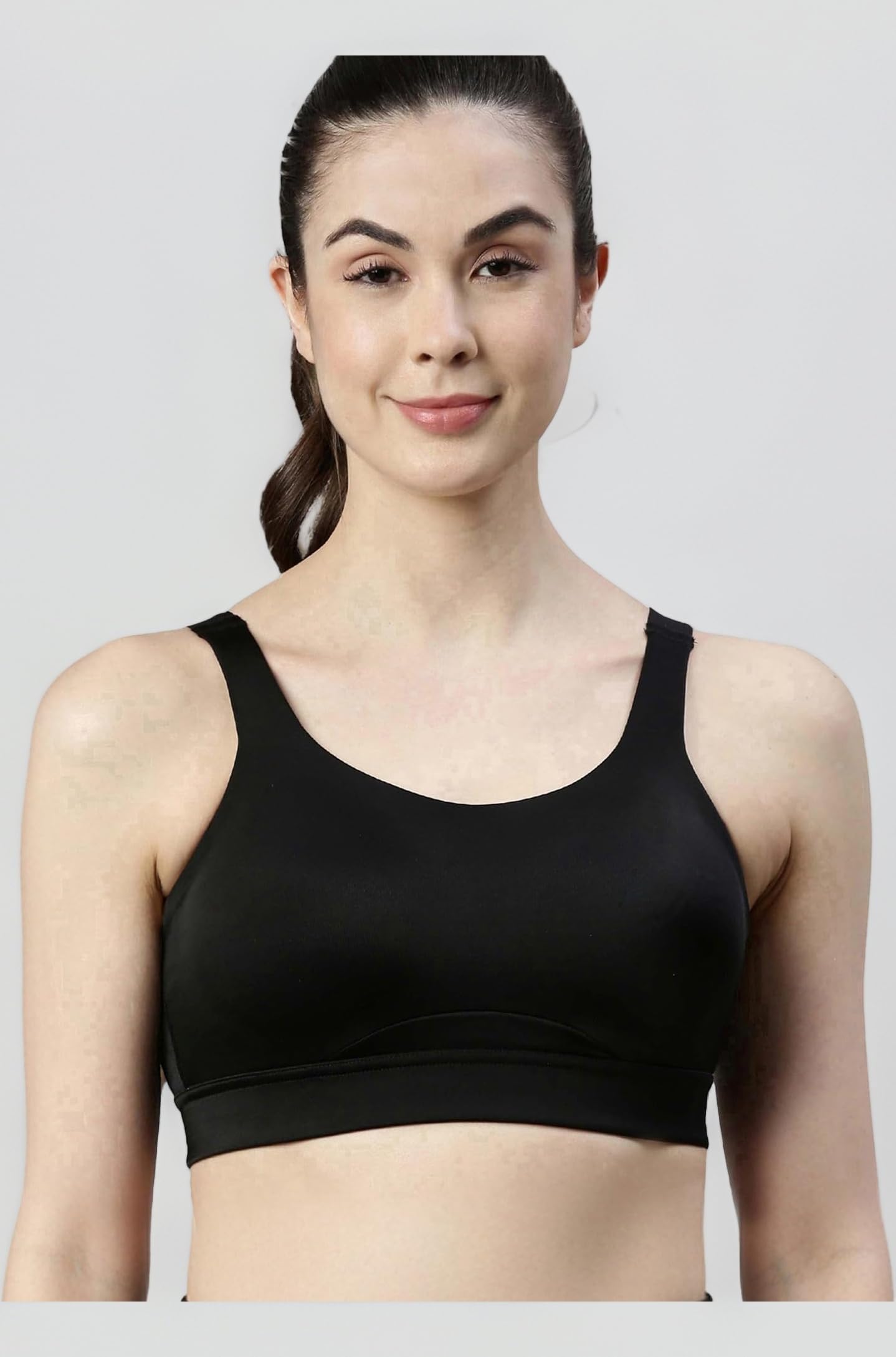 Enamor SB18 Convertible Back High Impact Bra - Padded • Wirefree • Full Coverage - Black