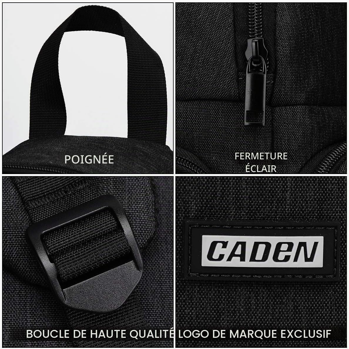 CADeN DSLR Sac bandoulière pour appareil photo reflex - Système antivol - Imperméable - Double usage