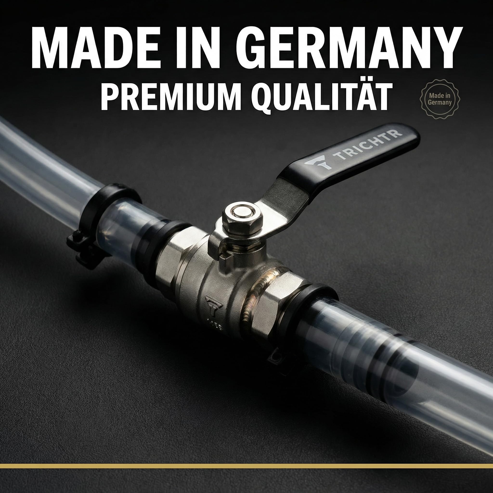 Striker Premium Bierbong Biertrichter mit Edelstahl-Kugelhahn 1L Fassungsvermögen