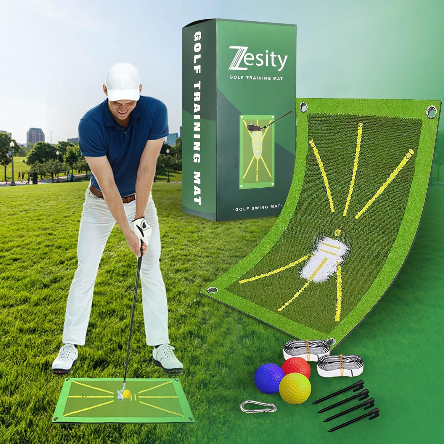 Zesity Golf Training Mat for Swing DetectionGet Instant Feedback on