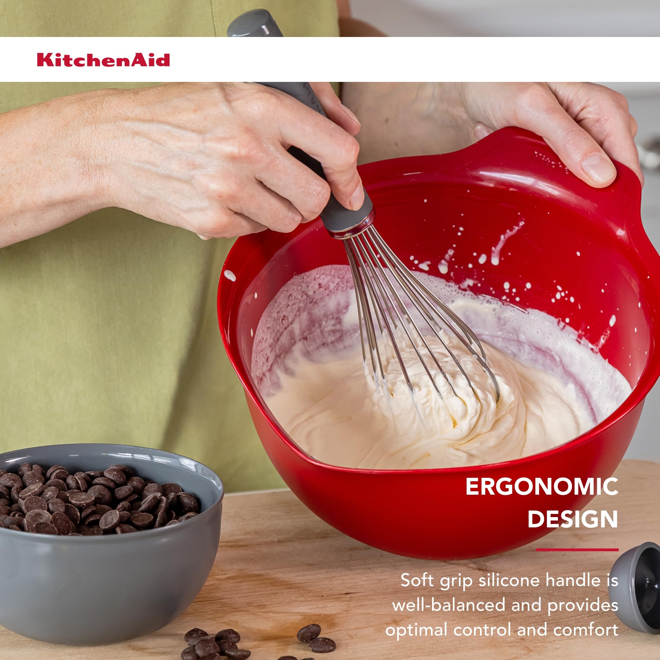 KitchenAid Soft Grip Utility Whisk - Charcoal Grey, Multicoloured - Image 4