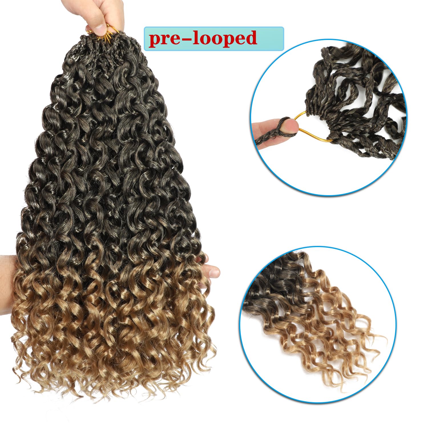 Gogo Curl Crochet Hair 14 Inch 9 Packs Ocean Wave Curly Crochet Hair for Black Women Pre-Looped Deep Wave Water Curly Braiding Extensions (T27# - Image 3