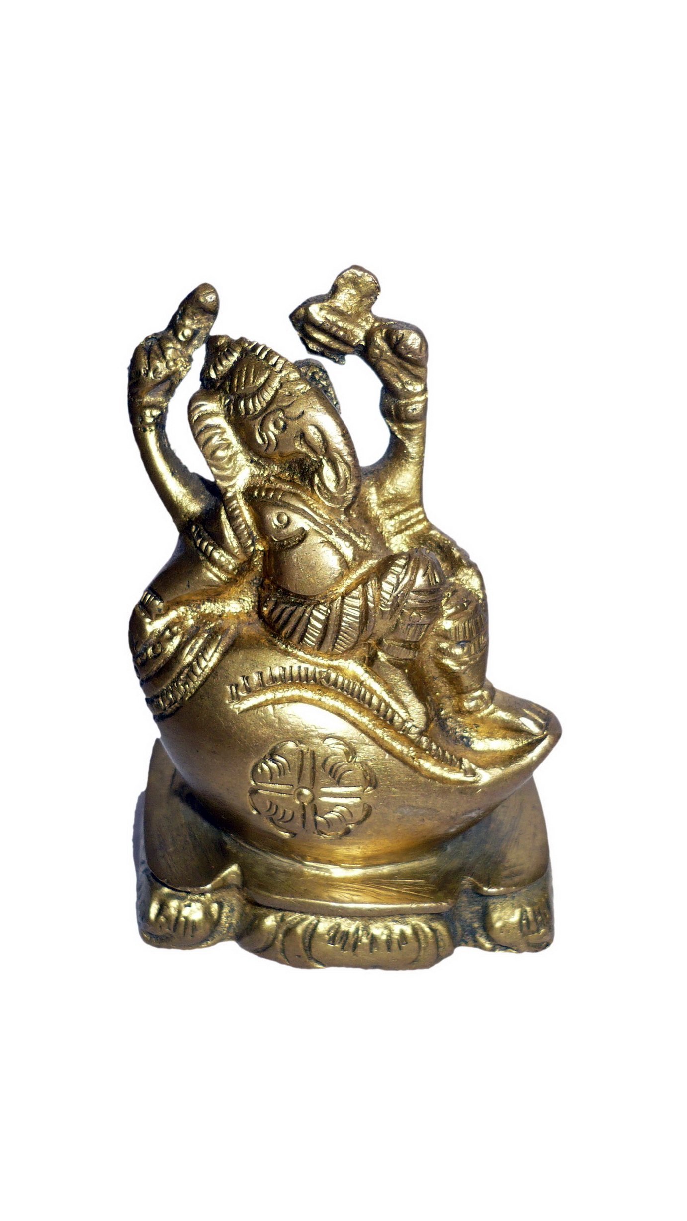 BHARAT HAAT Brass Metal Ganesh Sitting On Shankh Statue BH01405