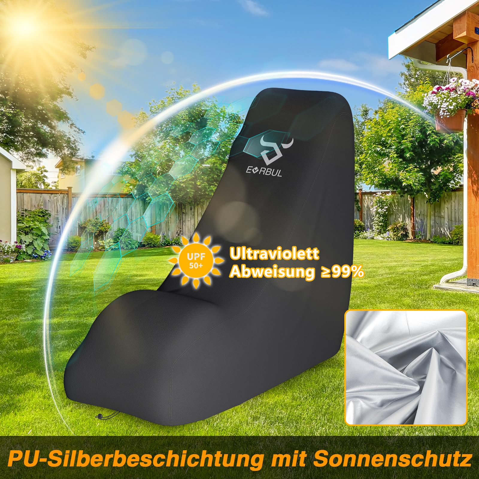 EVRBUL Abdeckung für Rasenmäher, strapazierfähig, wasserdicht, 420D, für den Außenbereich, zum Hinterherlaufen, UV-, staub- und windabweisend, mit Kordelzug und Aufbewahrungstasche