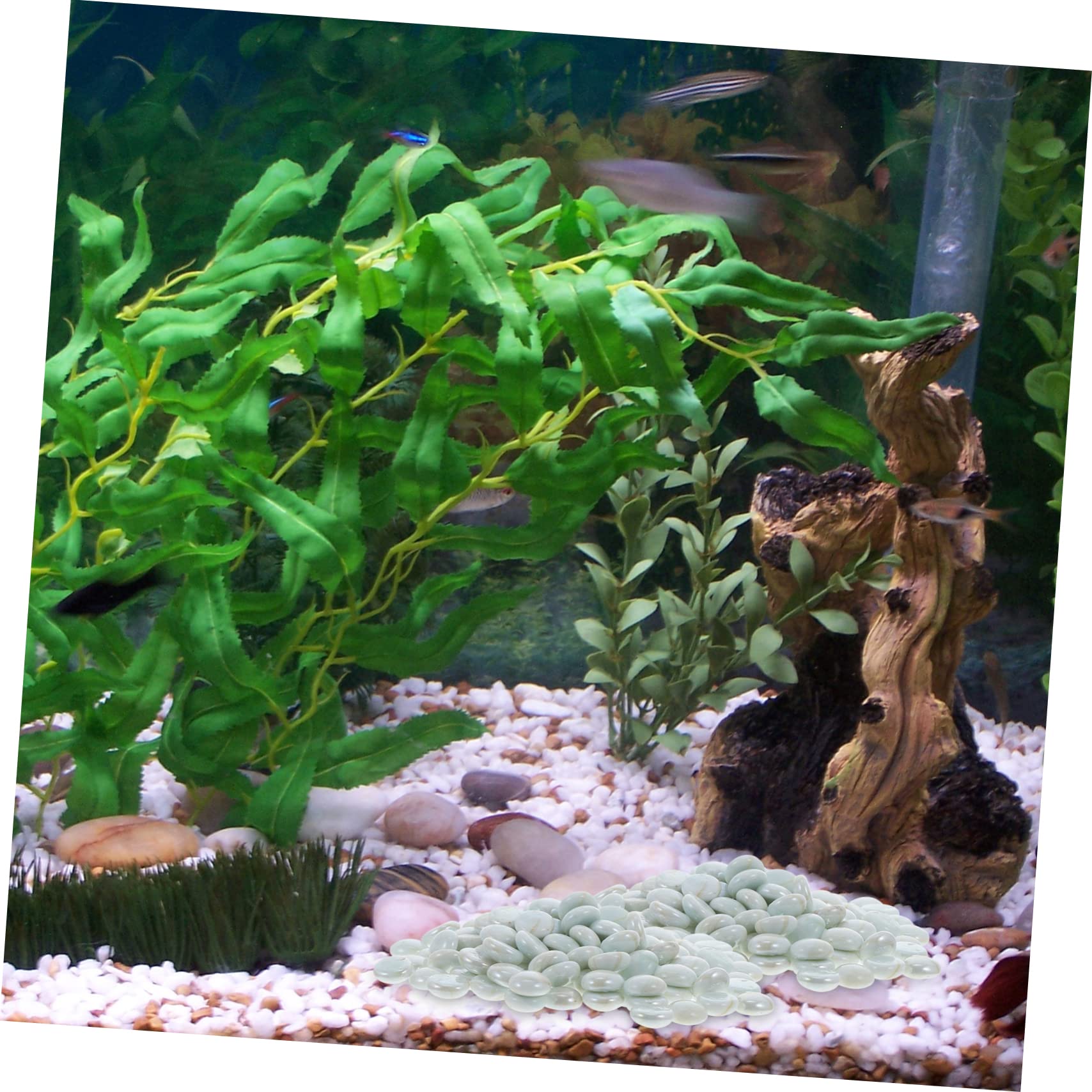 ibasenice 1 Pack Fish Tank Stones Clear for Aquarium Stones Fish Tank Decoration Fish Tank Rock Glowing Pebbles Aquarium Substrate LED Fish Tank Landscaping Gravel Blue Aquarium Rocks Glass