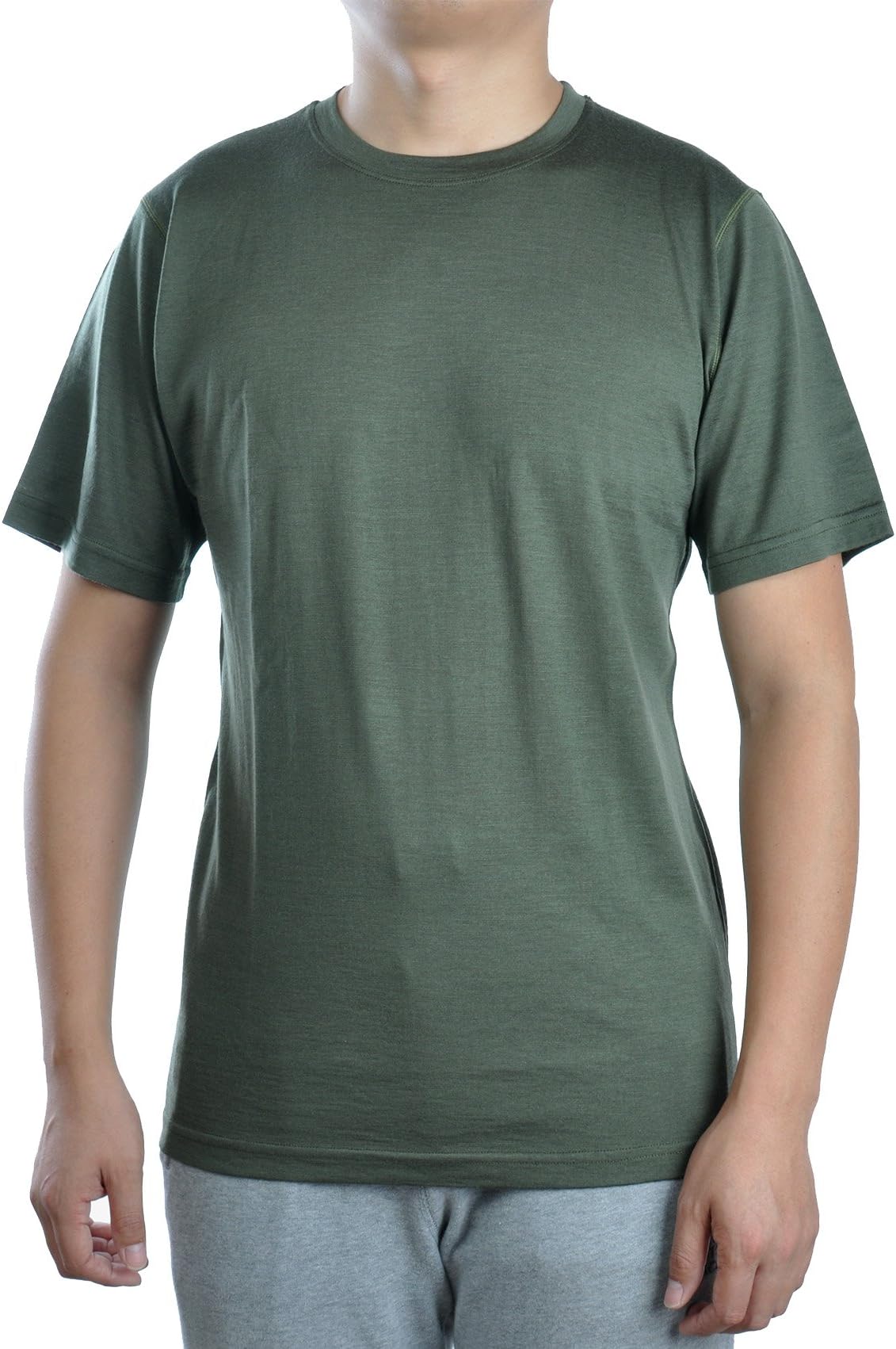 SHEEP RUN Men 100% Merino Wool Shirt Lightweight Short Sleeve Crew Sports