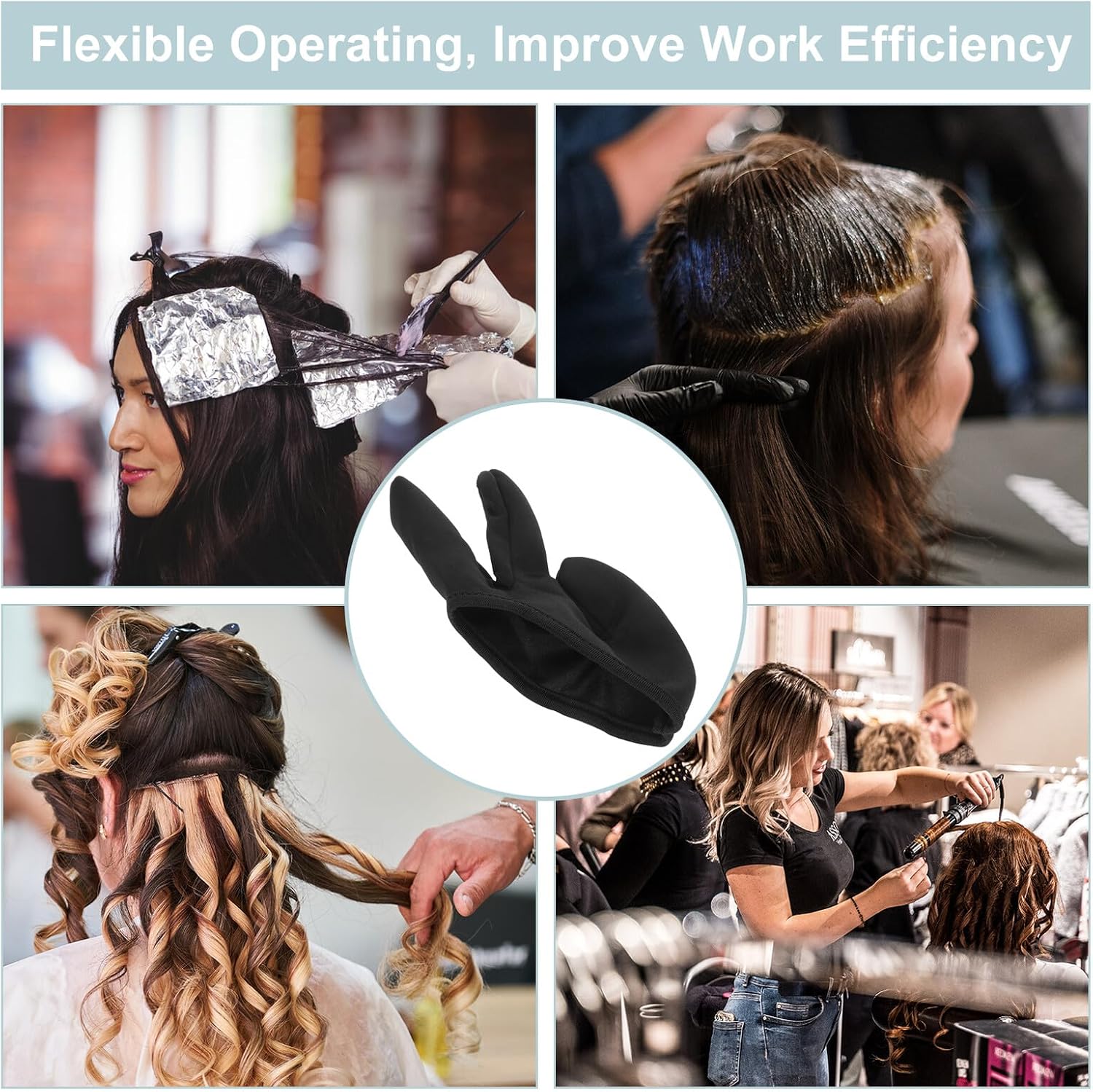 Heat Resistant Hair Styling Gloves 3-finger Thermal Protection for Curling Wands Black Salon and Home Use