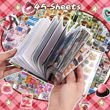 Japanese Manga Sticker Book, 800+ PCS Kawaii Heisei Retro Vintage Aesthetic Stickers for Junk Journal, Scrapbook, Planner, DIY Scrapbooking Crafts, Romantic Memory Series (45 Sheets)
