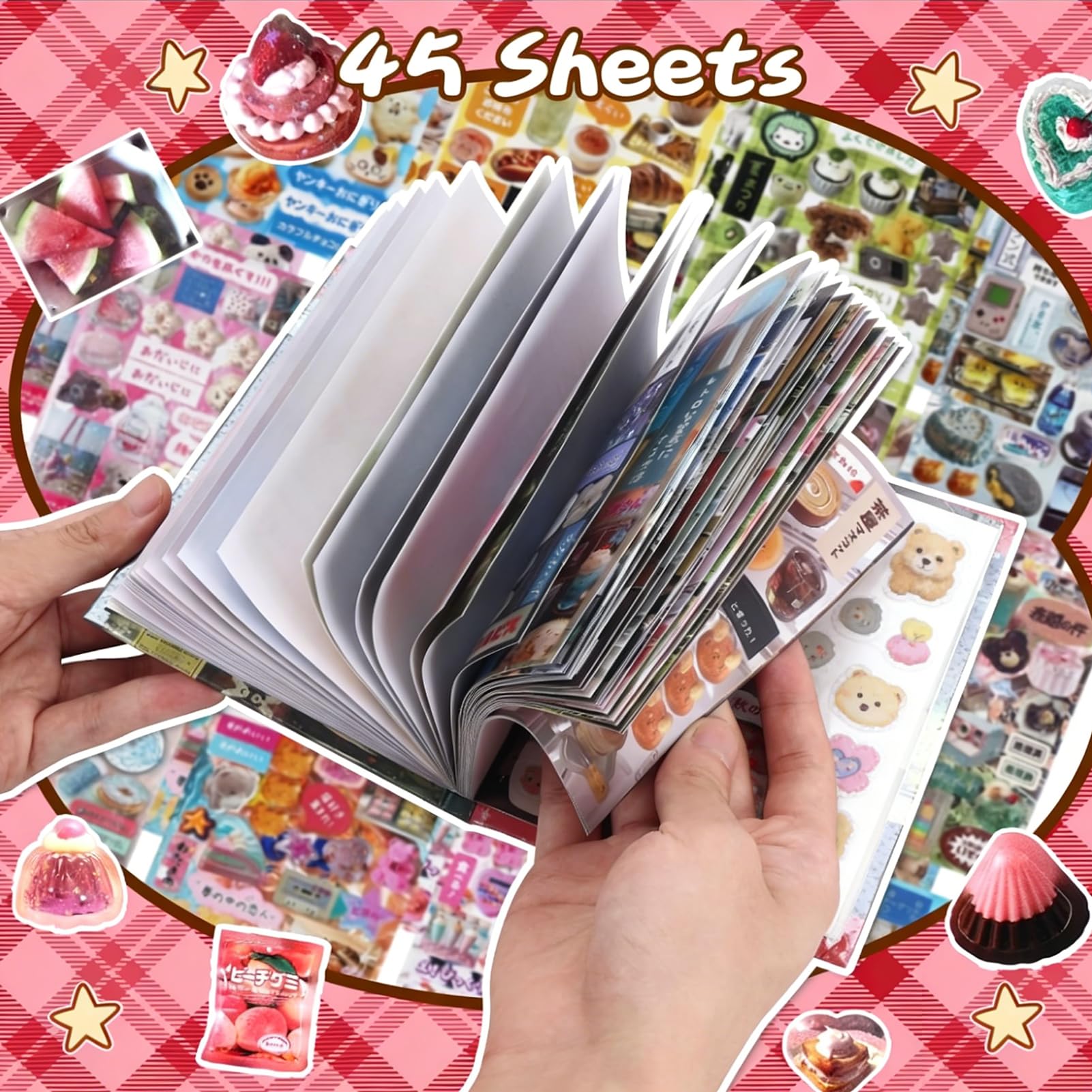 Heisei 45 arkuszy japońskiej książki z naklejkami z mangą, 800 szt., estetyczne naklejki Heisei do dziennika, scrapbookingu, rękodzieła, wstępnie przycięta japońska książka z naklejkami dla dorosłych