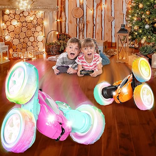 Miniatura 6 de Coche de control remoto de 82.4 F para niños, autos RC de alta velocidad, 4WD 2.4Ghz recargable RC camión con doble cara 360 vueltas y luces de