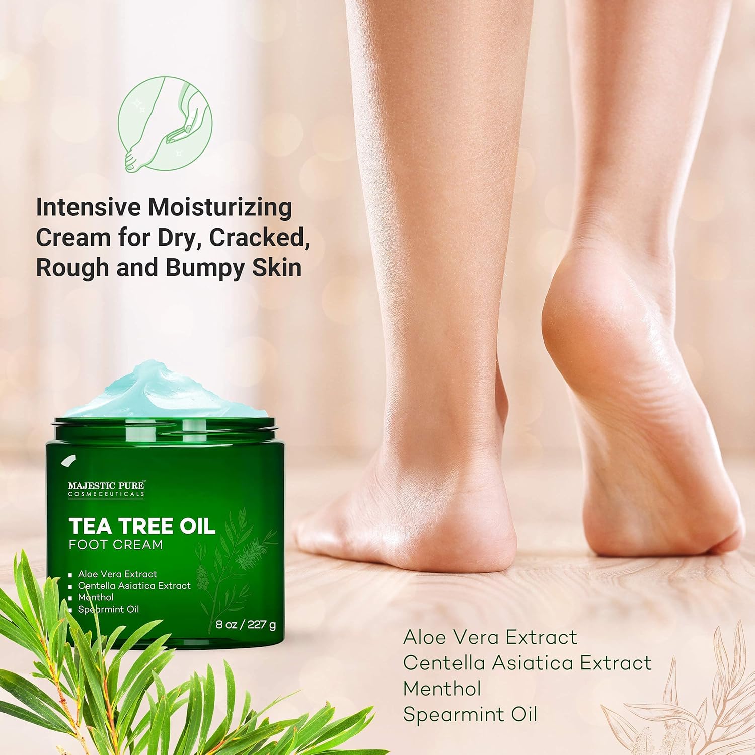 MAJESTIC PURE Tea Tree Body Wash, Tea Tree Foot Cream, & Tree Tea Face Cream Bundle