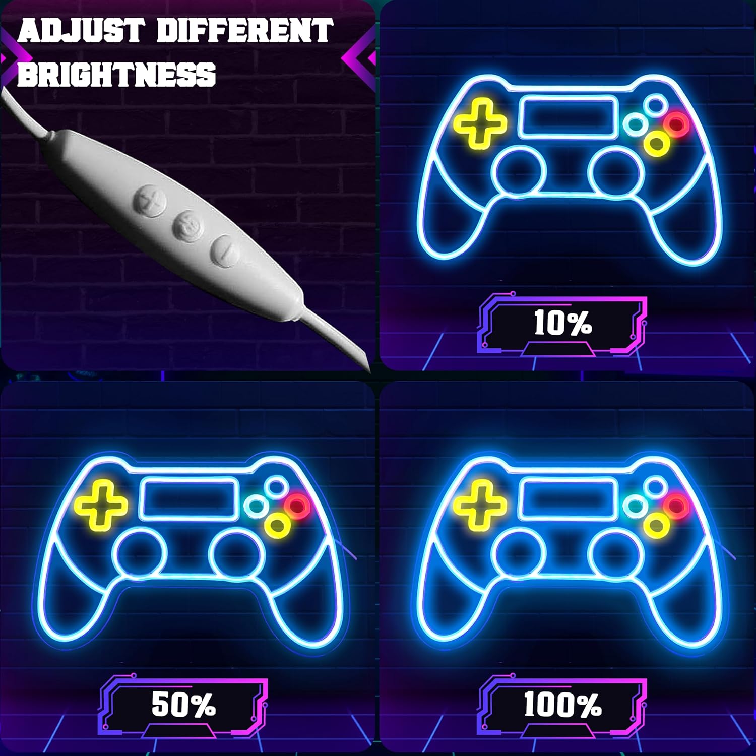 Gamepad Neon Sign, Battery or Usb Powered for Gaming Room Decor, Adjustable Brightness Gamepad Neon Light(16.5 x 11.2 inches) - Image 3