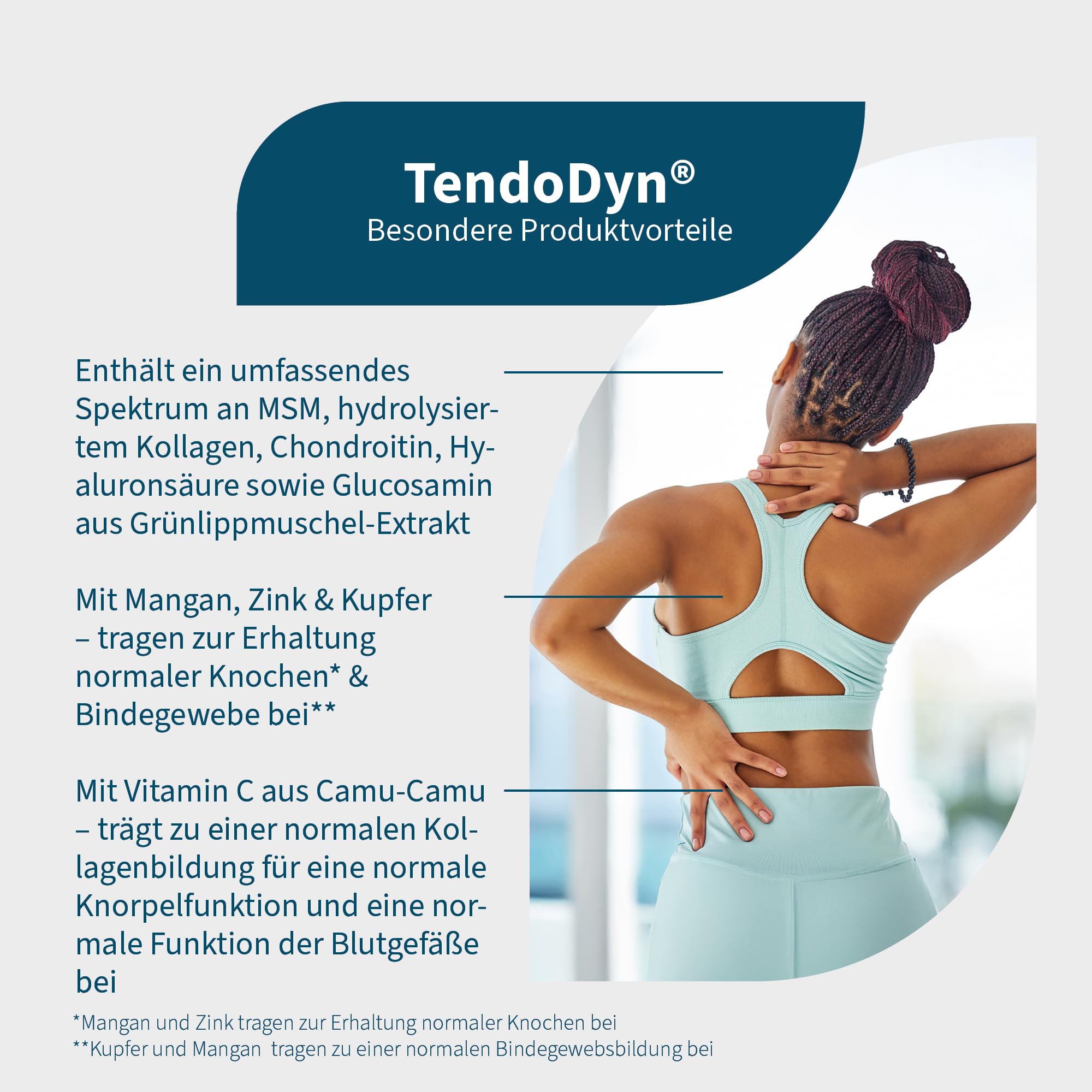NatuGena TendoDyn Glucosamin, Chondroitin & natives Typ-II-Kollagen, zum Erhalt der Knochen, Zähne, Nägel und Bindegewebe, Kapseln (1 Monats Packung)