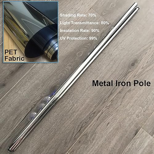 Miniatura 5 de LXLA - Persiana enrollable de espejo unidireccional con ventosas, sin perforaciones, transparente de una sola vía, con bloqueo solar, cortina