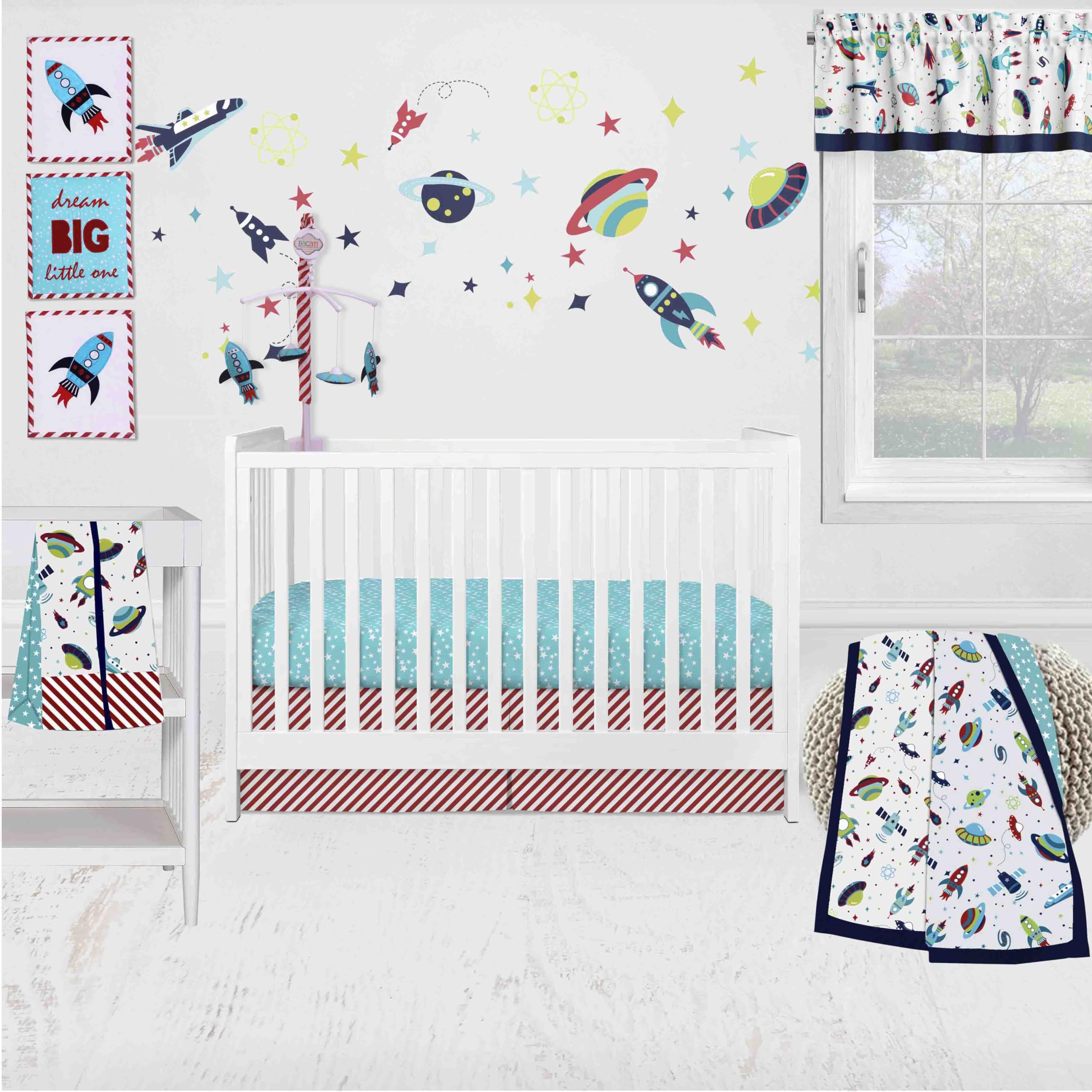 Airspace Aqua/Navy/Green/Red Boys Crib Bedding Set 10 pc Crib Bedding Set with 2 Crib Fitted Sheets