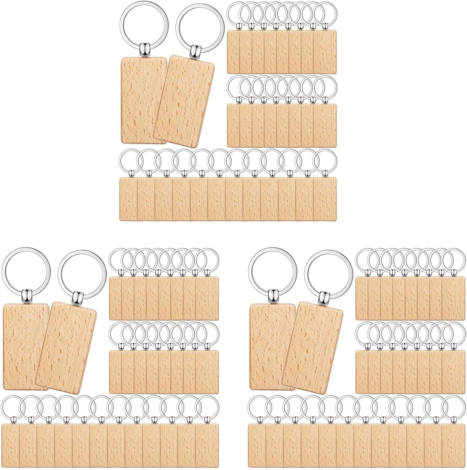 ウッドキータグ・ウッドキーホルダーの名入れ、オリジナルを小ロット・1個から作成｜国産竹材使用・木製オリジナルモーテルキータグ をつくるならME-Q（メーク） 150点 空白の木製キータグ キー彫刻ブランク 未完成の木製キーチェーン キーリング キータグ DIYクラフト用、長方形