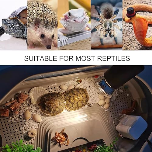 Miniatura 5 de PUEUTU Lámpara de calor de reptiles mejorada, luz de calor de tortuga UVAUVB, luz regulable para acuario con 2 bombillas, lámpara de calefacción de
