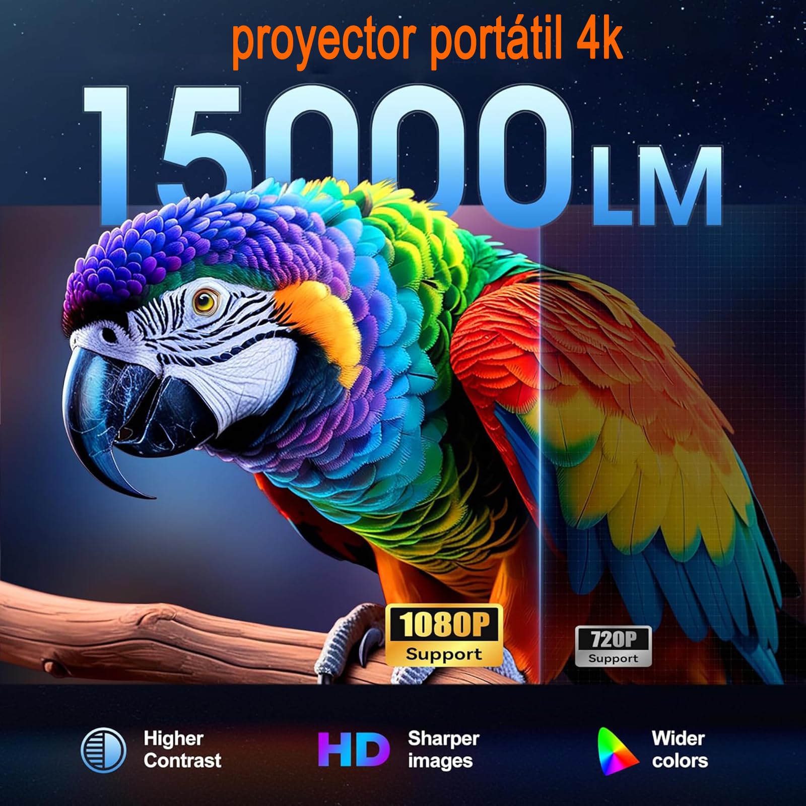Mini proiettore 4K Smart Beamer compatibile, proiettore con WiFi Bluetooth 1080P Full HD, correzione trapezoidale automatica, compatibile con HDMI/TV Stick/Memory Stick/Laptop (X500 nero)