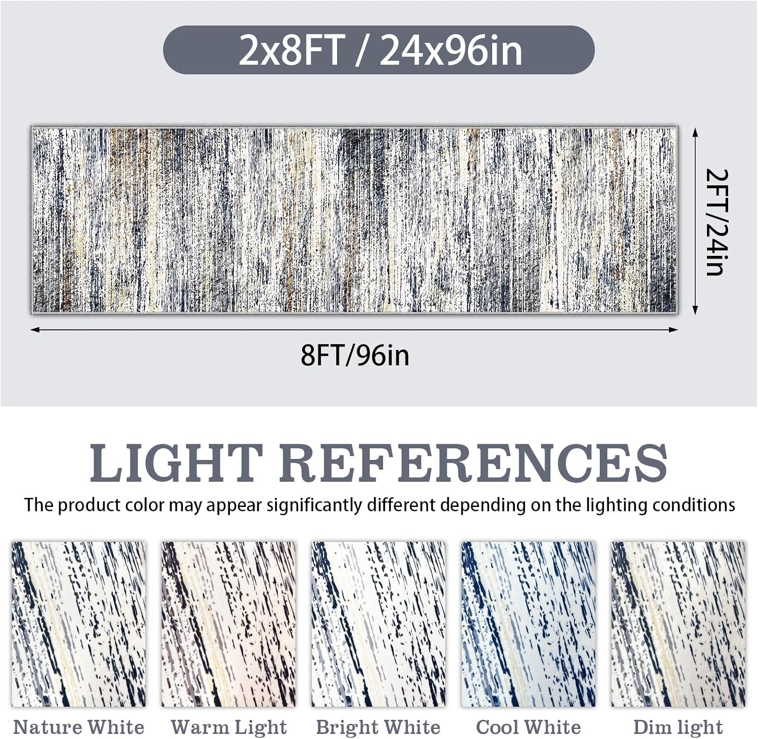 Modern Abstract Runner Rug 2x8 Washable Runner Rugs with Non Slip Backing, Low Pile Soft Runner for Hallway Entryway Laundry Bedroom Kitchen