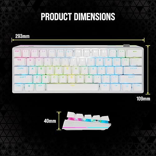 Miniatura 7 de Corsair K70 PRO Mini teclado mecánico inalámbrico RGB 60% para juegos - Inalámbrico más rápido, interruptores de teclas rojas Cherry MX