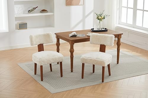 Miniatura 8 de Set of 2 Modern Armless Dining Chairs with Curved Backrest and Solid Wood Legs, Table & Chair Sets for Dining Room Living Room Seating,D