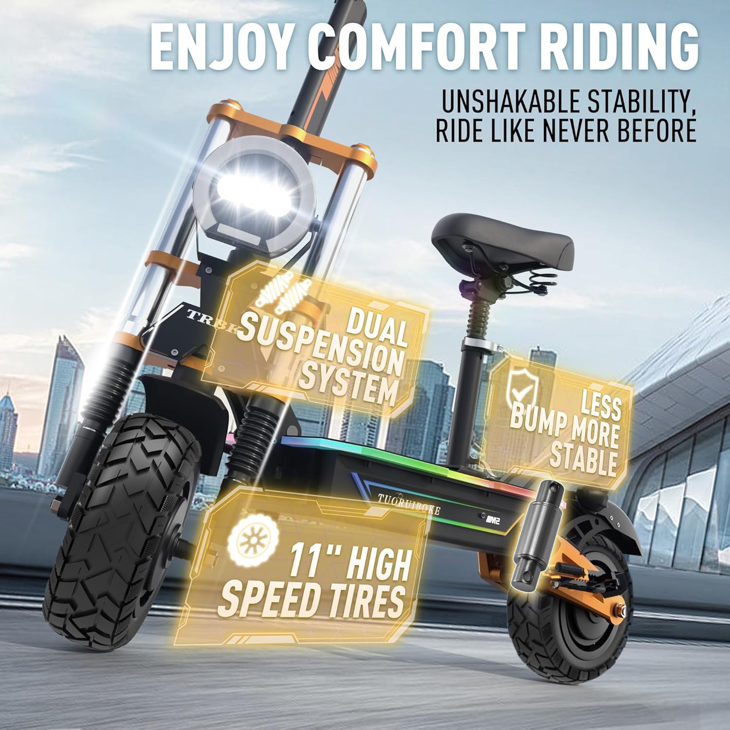 Adult Electric Scooter, 10000W Dual Drive, 11-inch All-Terrain Tires, Speed up to 60 mph, 72V40AH LG Battery, Range of 70-80 Miles, Detachable seat, NFC Unlock, Smart Large Screen, Commuter Scooter