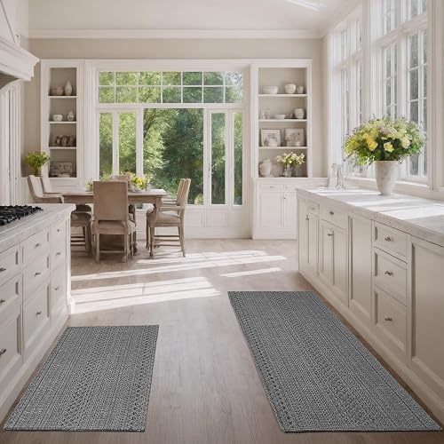 MatEssenz Kitchen Rugs, Kitchen Mats for Floor, Machine Washable Rugs 20'x30'+20'x48' Boho Style, Anti-Skid TPR Backing 