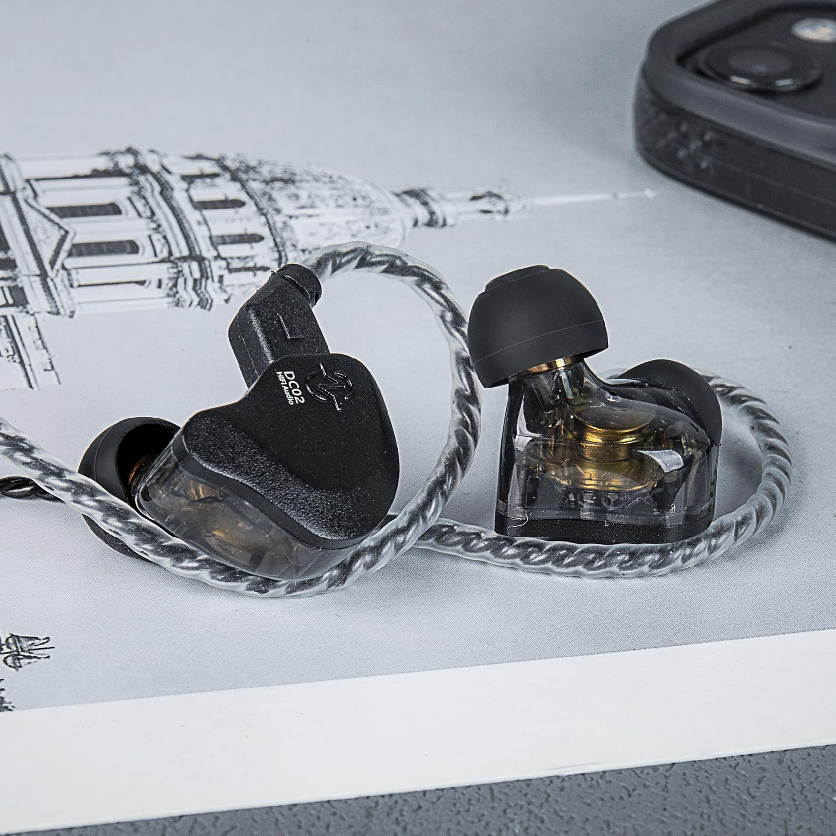 keephifi CCZ DC02 IEM Kopfhörer, USB-C 4Cores 4N OFC Gaming-Ohrhörer mit Mikrofon, 10 mm DD Dual-Magnetschaltung, PU- und PET-Verbundmembran, DJ-Kopfhörer, Tiefe Bass-In-Ear-Monitore für Musiker