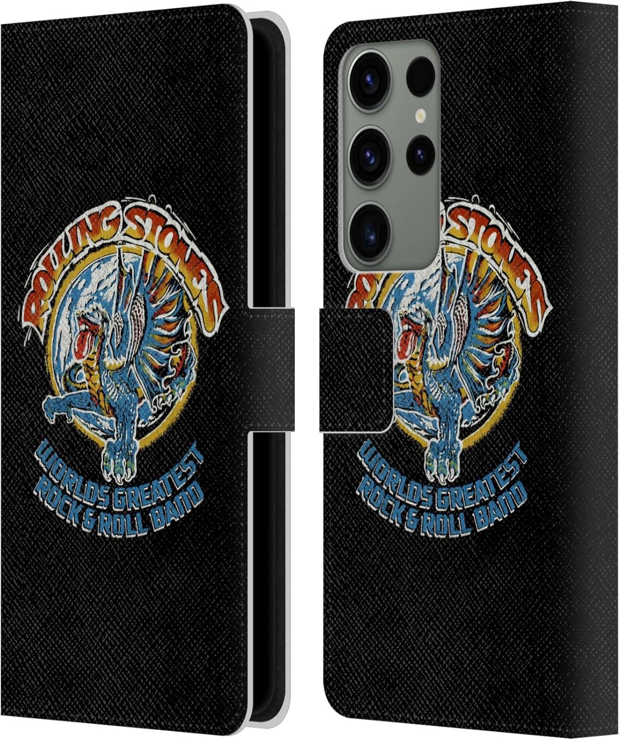 Head Case Designs Officially Licensed The Rolling Stones Greatest Rock and Roll Band Graphics Leather Wallet Case Compatible with Samsung Galaxy S23 Ultra 5G
