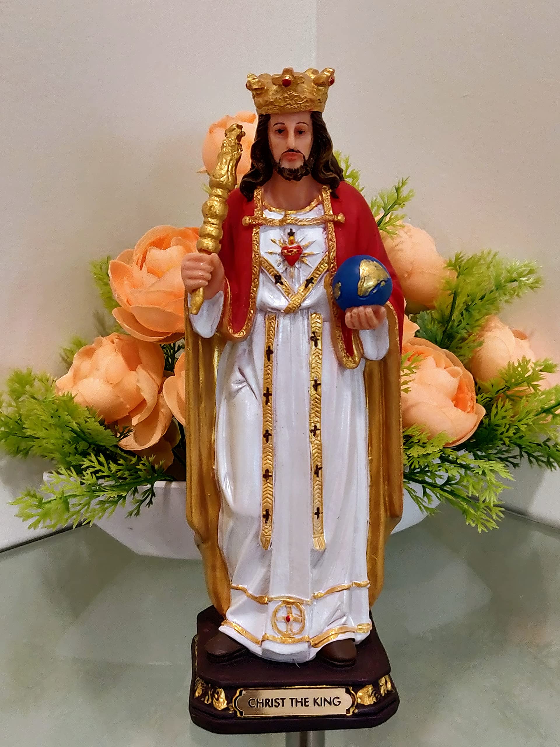 Breeze Handicrafts Imported Resin Statue Christ The King Statue of Jesus Christ Christian Gift Jesus showpiece for Decoration Different Sizes (Christ The King Standing 7.5 INCH)
