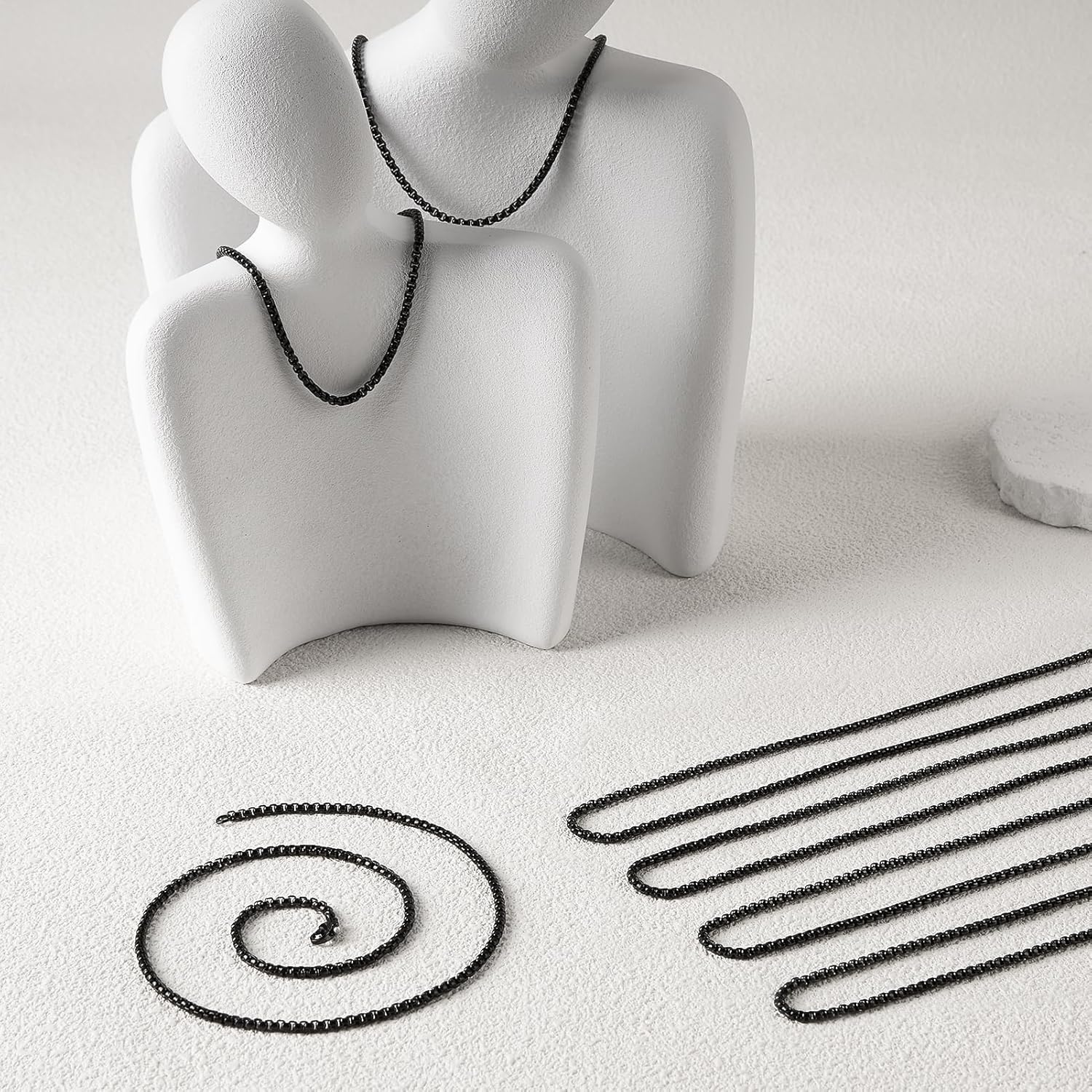 YOUBEIYEE 10PCS Black Square Rolo Chain Necklace for Men and Women Stainless Steel Chains for Jewelry Making Necklaces Bulk (18inch) - Image 4