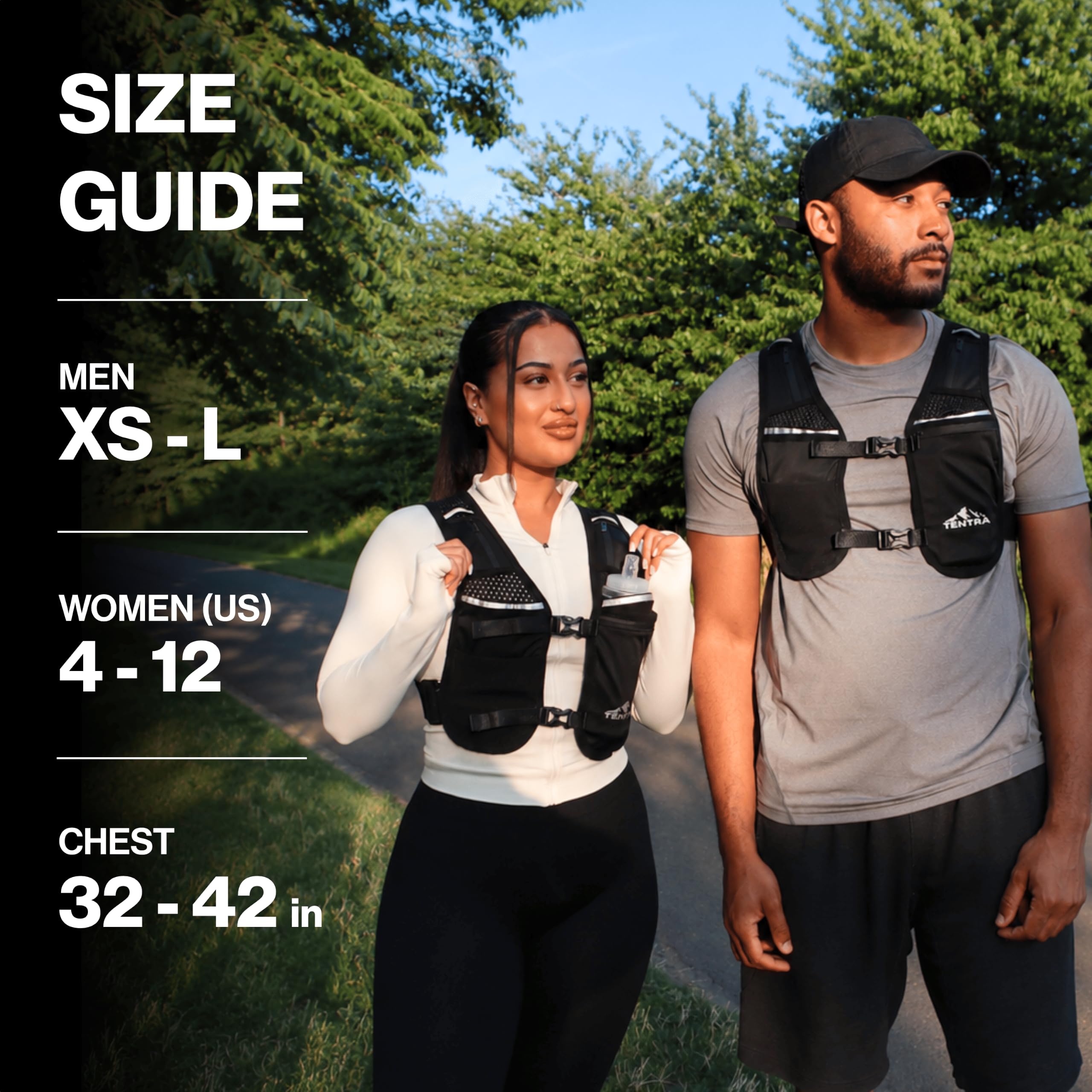 TENTRA Running Phone Holder Vest | Waterproof Phone Pouch | Adjustable Reflective Vest | 8 Pockets, Lightweight Running Hydration Vest | Running Accessories for Men & Women