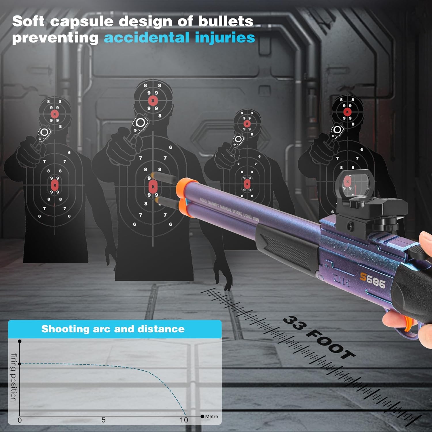 Toy Gun Double Barrel Shotgun Toy,with 20 Soft Bullet Darts, Toy Foam Blaster Foam Dart Blaster with Scope for Kids, Youth, Teen, Boys-Holiday for 8-12 Year (Blue) image 3 of 6 B0DJW188ZN