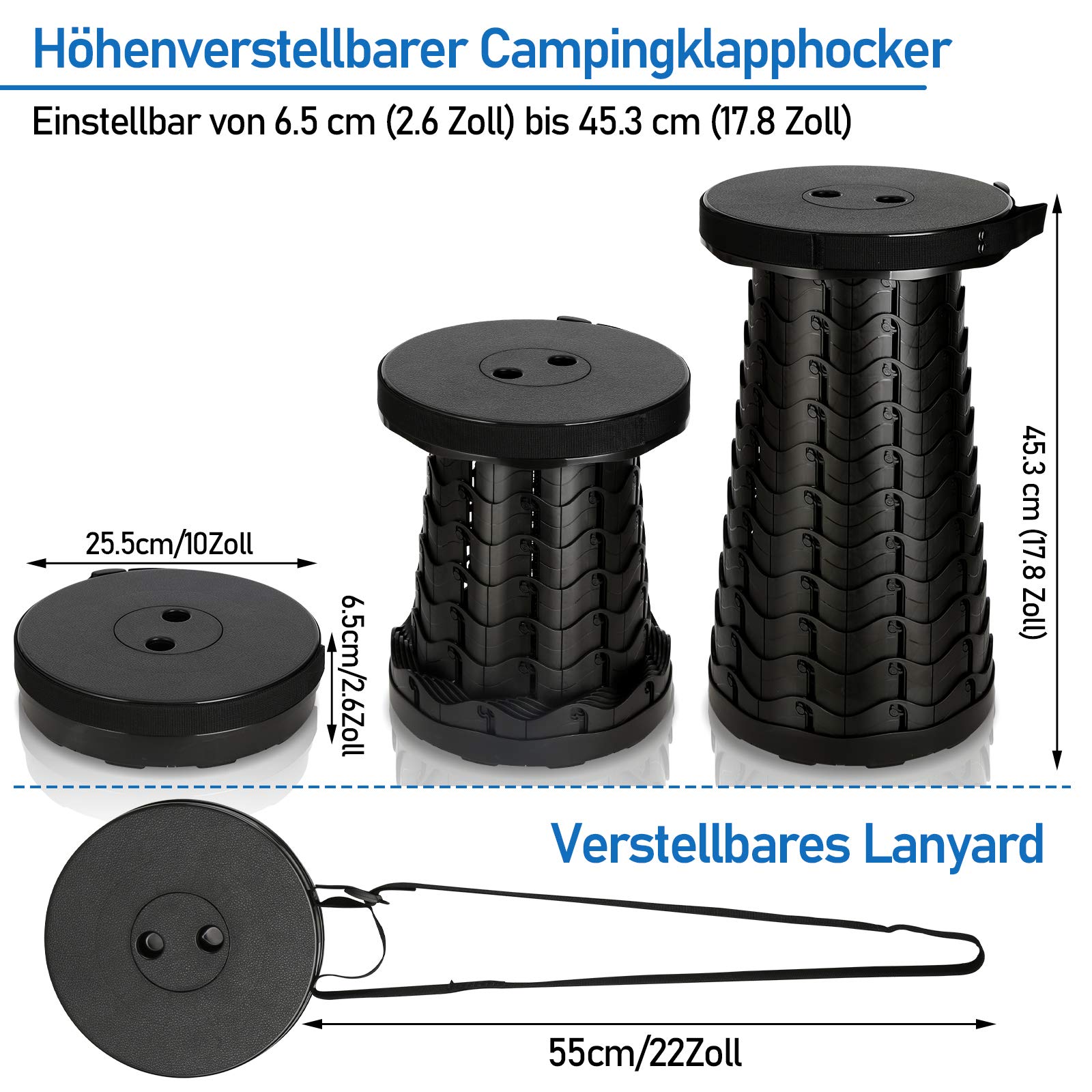 Sgabello da bar pieghevole per colazione, altezza regolabile 65/70/75 cm, seduta