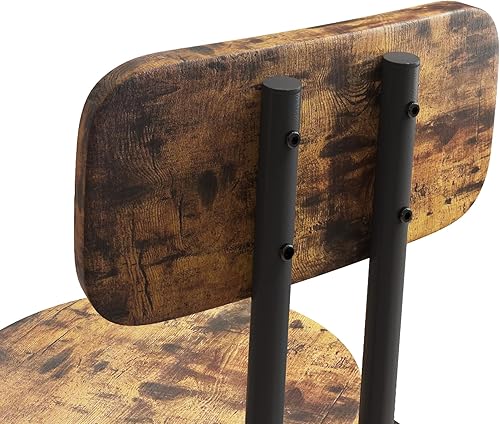 Miniatura 8 de Juego de mesa de bar de 3 piezas con 2 taburetes de bar, respaldo y partición, elegante y funcional (marrón)