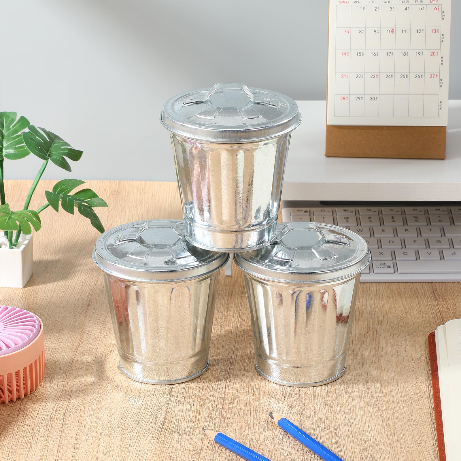 jojofuny Mini-Mülleimer aus Metall, 12 Stück