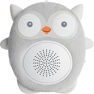 WavHello Portable Baby Sleep Soother - Rechargeable Bluetooth Noise Machine Travel Sound Speaker Great for Cribs, Strollers, Car Seat and More - Ollie The Owl Soundbub, Grey