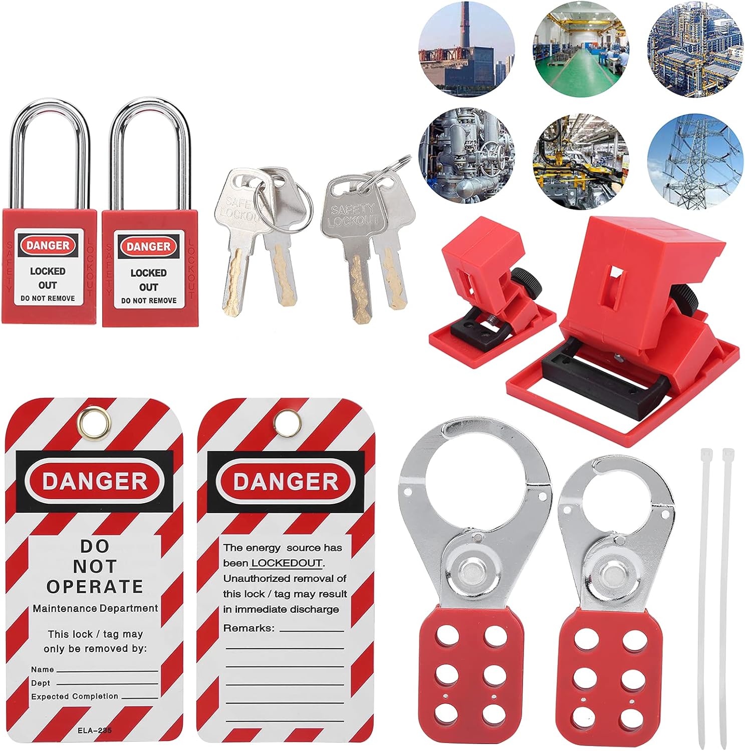 KANASI Lockout Tagout Kit, Versatile Safety Lockout hasp with Warning Tags red Padlock for Electrical Maintenance Industrial Workers