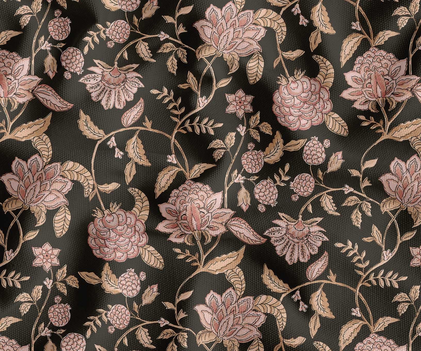 Printed Cotton Canvas Fabric by Soimoi | Floral Pattern - Gray | 56 Inch Wide | Sold By 10 Meter | Heavy Duty Craft & Upholstery Fabric-image-40