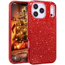 MATEPROX Compatible with iPhone 17 Pro Case 6.3 [2025], Glitter Bling Trendy Sparkle Protective 3-Layer Shockproof Anti-Scratch Christmas Cover for Girls Women -Red