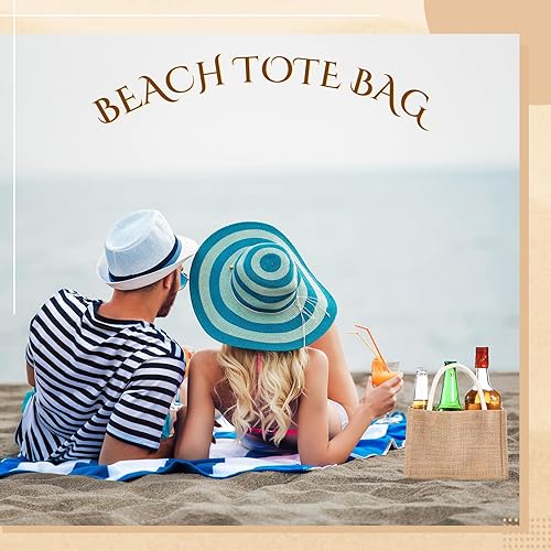 Miniatura 6 de Cunno 24 bolsas de arpillera, mini bolsa de yute reutilizable impermeable con asas, pequeña lona en blanco para boda, playa, regalo de bricolaje