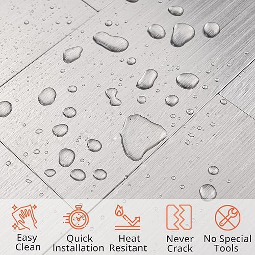 Miniatura 9 de StyloVue 100 piezas para despegar y pegar para cocina, azulejos de metro de PVC de 3 x 6 pulgadas, azulejos mejorados de madera envejecida en