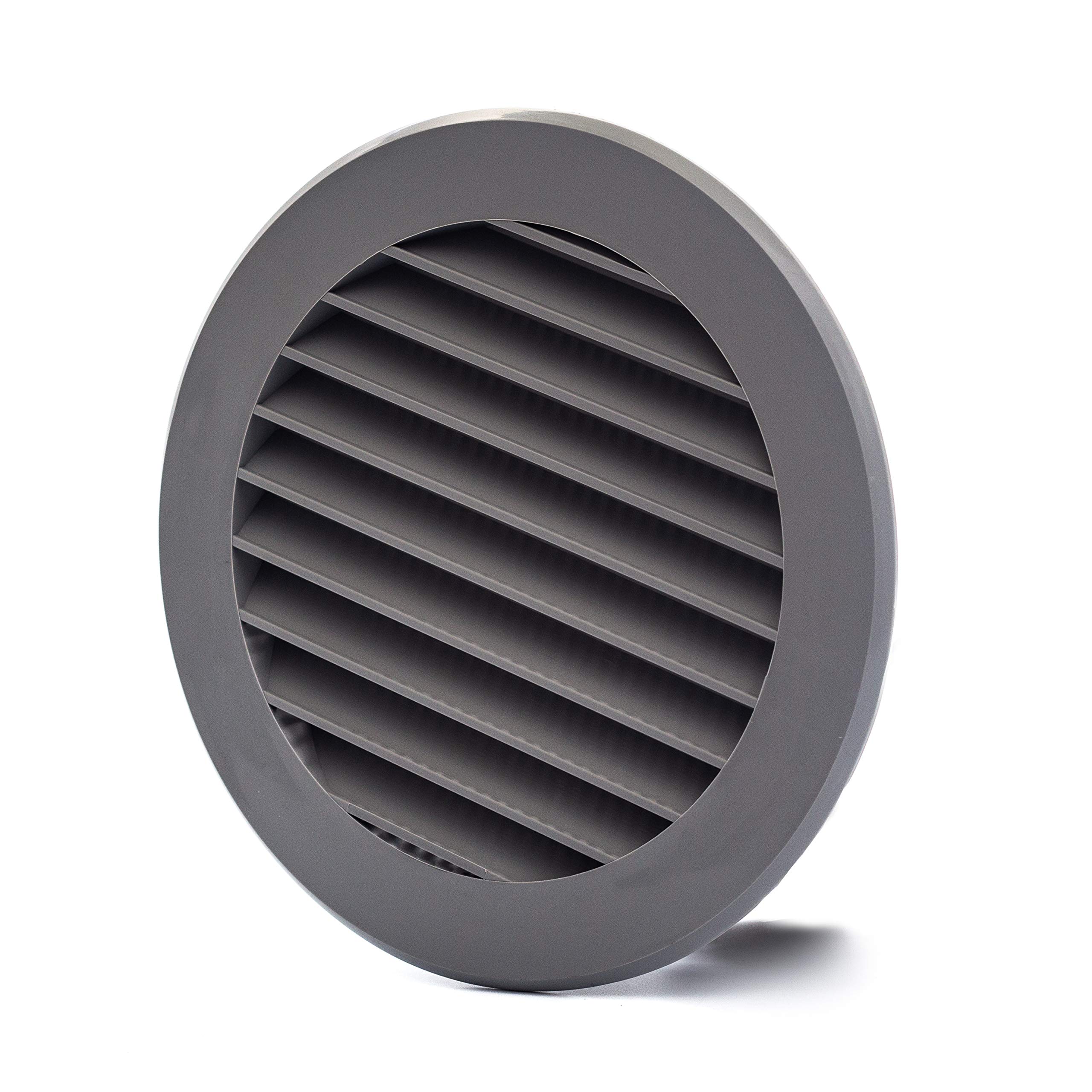 Vent Systems 4'' Inch Gray Soffit Vent Cover - Round Air Vent Louver -  Grill Cover - Built-in