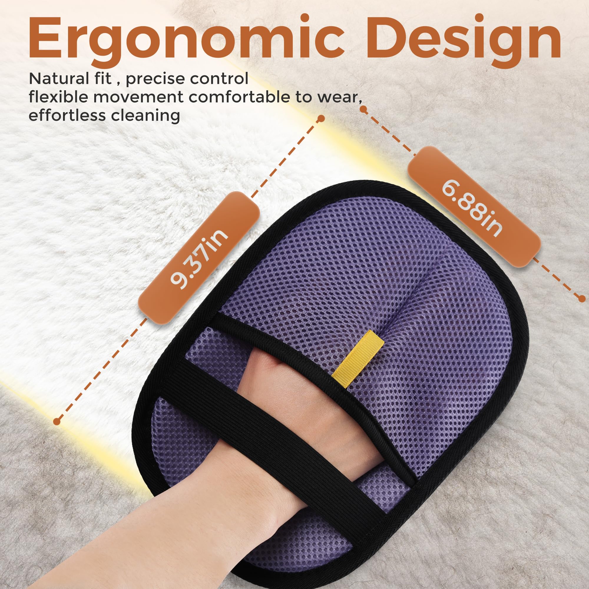 Pet Hair Removal Gloves,2 Pack Magic Brush Pet Hair Remover Tool for Cat & Dog,Upgraded Reusable Pet Hair Gloves for Couch, Clothing, Carpet & Car Seat (Purple) - 2